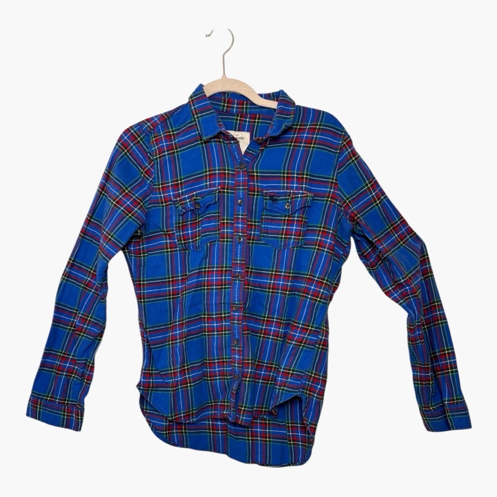 Abercrombie & Fitch Blue Plaid Button Down Shirt Heritage Prep Casual Medium